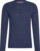 Cappuccino Italia - Heren Sweaters Cable Pullover Navy - Blauw - Maat L