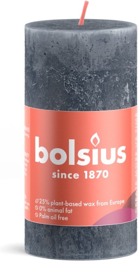 Bolsius - Rustiek stompkaars shine 100 x 50 mm Slate blue kaars