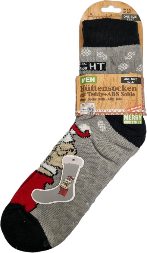 Antonio House Socks - Chaussettes d'intérieur Noël - Rouge - Homme - ABS antidérapant - Taille unique (42-47) - Chaussettes d'intérieur - Warm Chaussettes - Warm House Sock - Cadeau de Noël pour homme