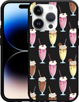 Geschikt voor Apple iPhone 14 Pro Hoesje Zwart Milkshakes - Designed by Cazy