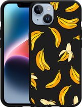 Geschikt voor Apple iPhone 14 Hoesje Zwart Banana - Designed by Cazy