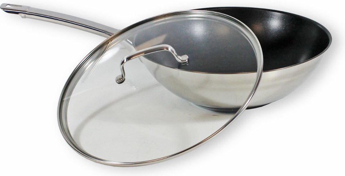MasterChef - Poêle wok avec couvercle en verre - 28 cm - Convient à toutes  les sources... | bol.com