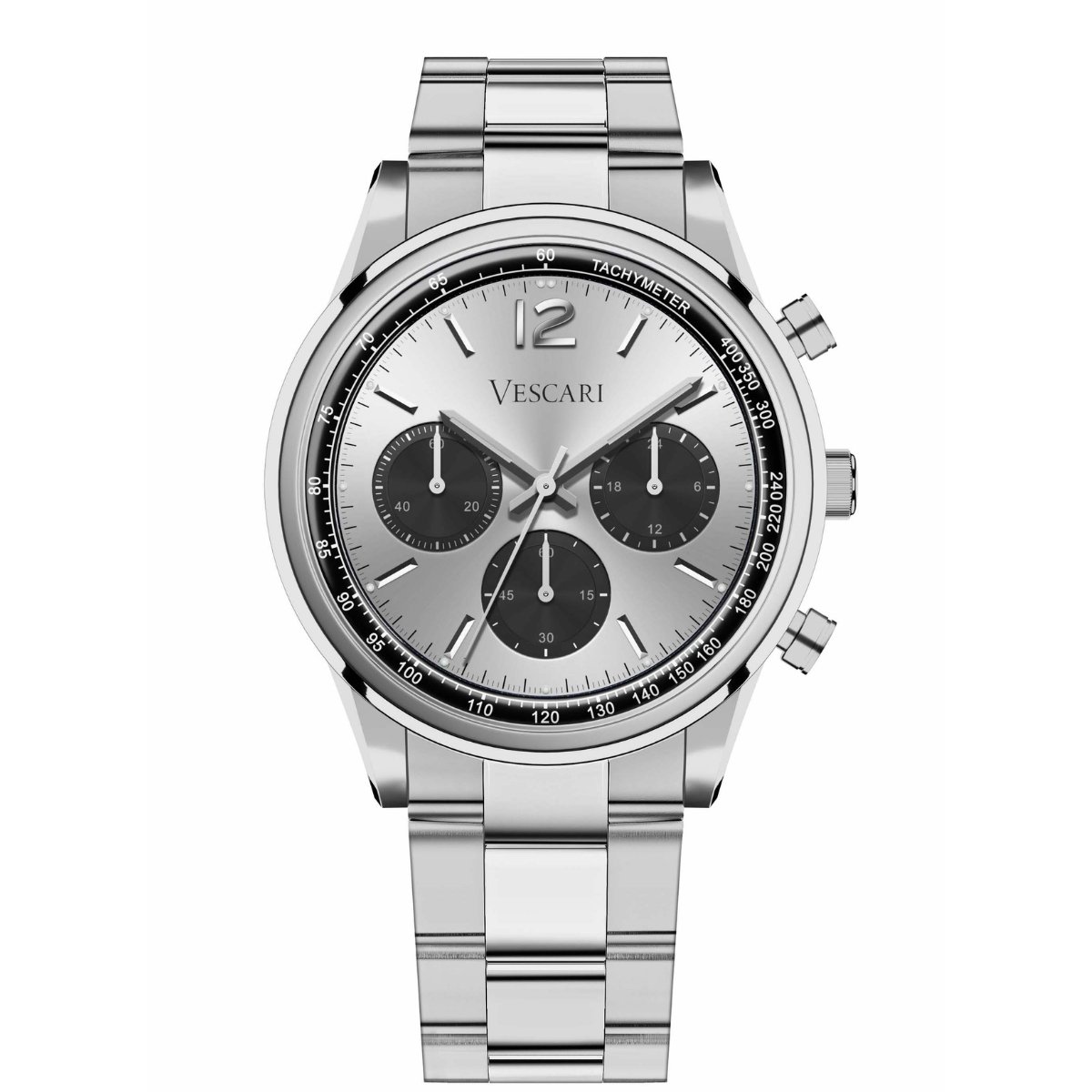 Heren Polshorloge – Vescari - Chronograaf – zilveren wijzerplaat - Limited Edition - Panda - Ø 40 mm