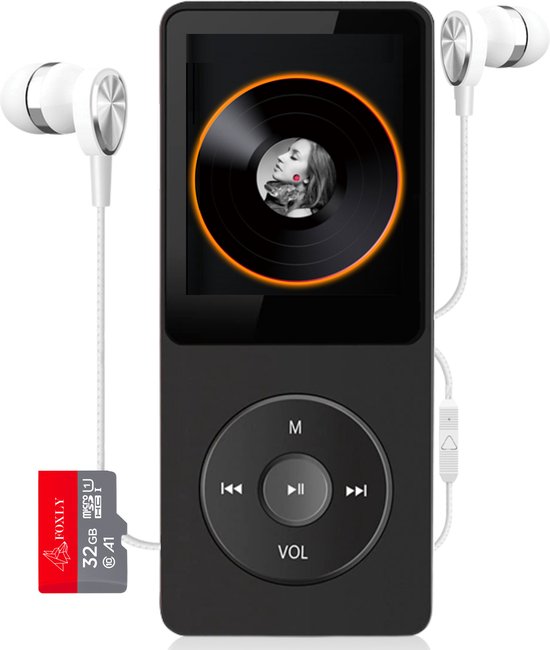 FOXLY® HiFi MP3/MP4 Speler Bluetooth Easy - FM Radio - Voice Recorder - Dictafoon - Oordopjes - 32GB SD kaart