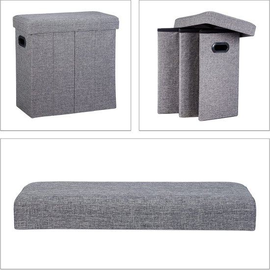 Pouf de Rangement Pliable - Hocker - Bench - Bench avec Espace de Rangement - Coffre - Accessoires de Salon 49,5 x 46 x 25,5 cm