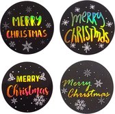 Kerst Stickers rond Multiplaza "MERRY CHRISTMAS" ● 50 stuks ● fluorescerend - promoten bedrijf - hobby - webshop - bestellingen - brief - pakket - kerstgroet - kado