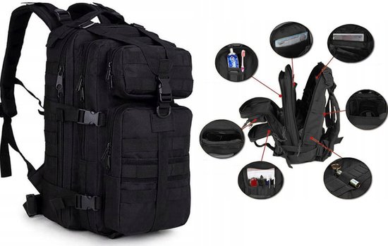 Tactical Backpack 26l | Tactische rugzak | sport - school - werk | Zwart -...