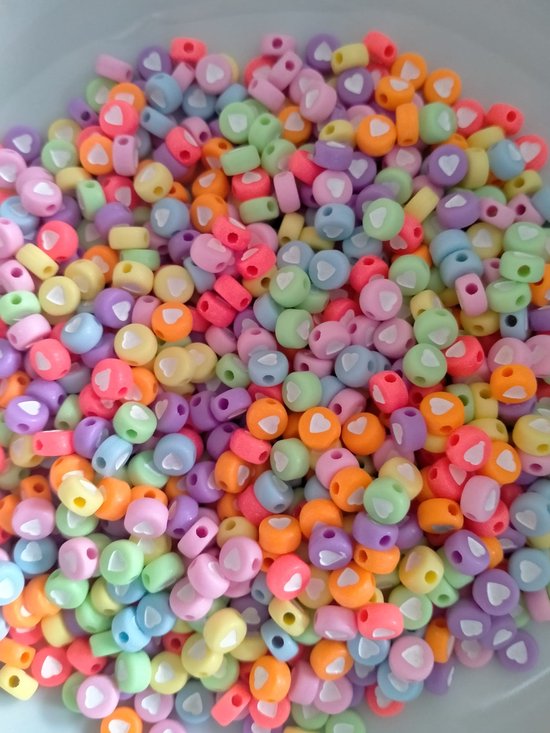 Kralen- Acryl hartjes- Pastel- Multicolor- 20 stuks- Sieraden maken