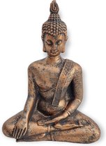 Boeddha beeld zittend - koper - Polyester - 15 cm hoog