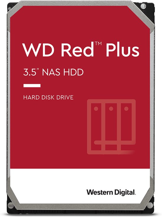 WD Red Plus 8 TB HDD - voor NAS Server - 3,5 inch - 7200 RPM - Sata - Western Digital