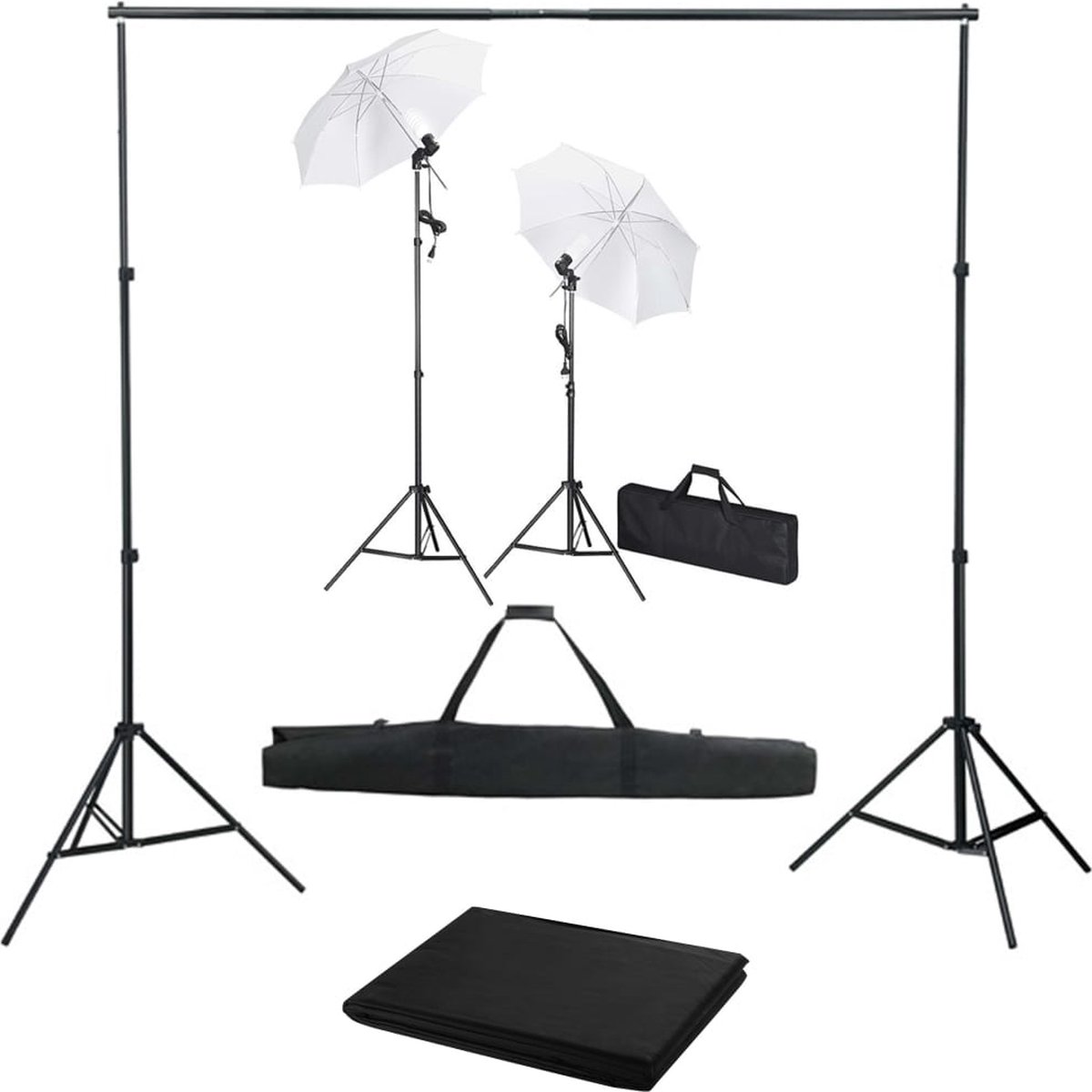 Prolenta premium Fotostudioset met achtergrond, lampen en paraplu's