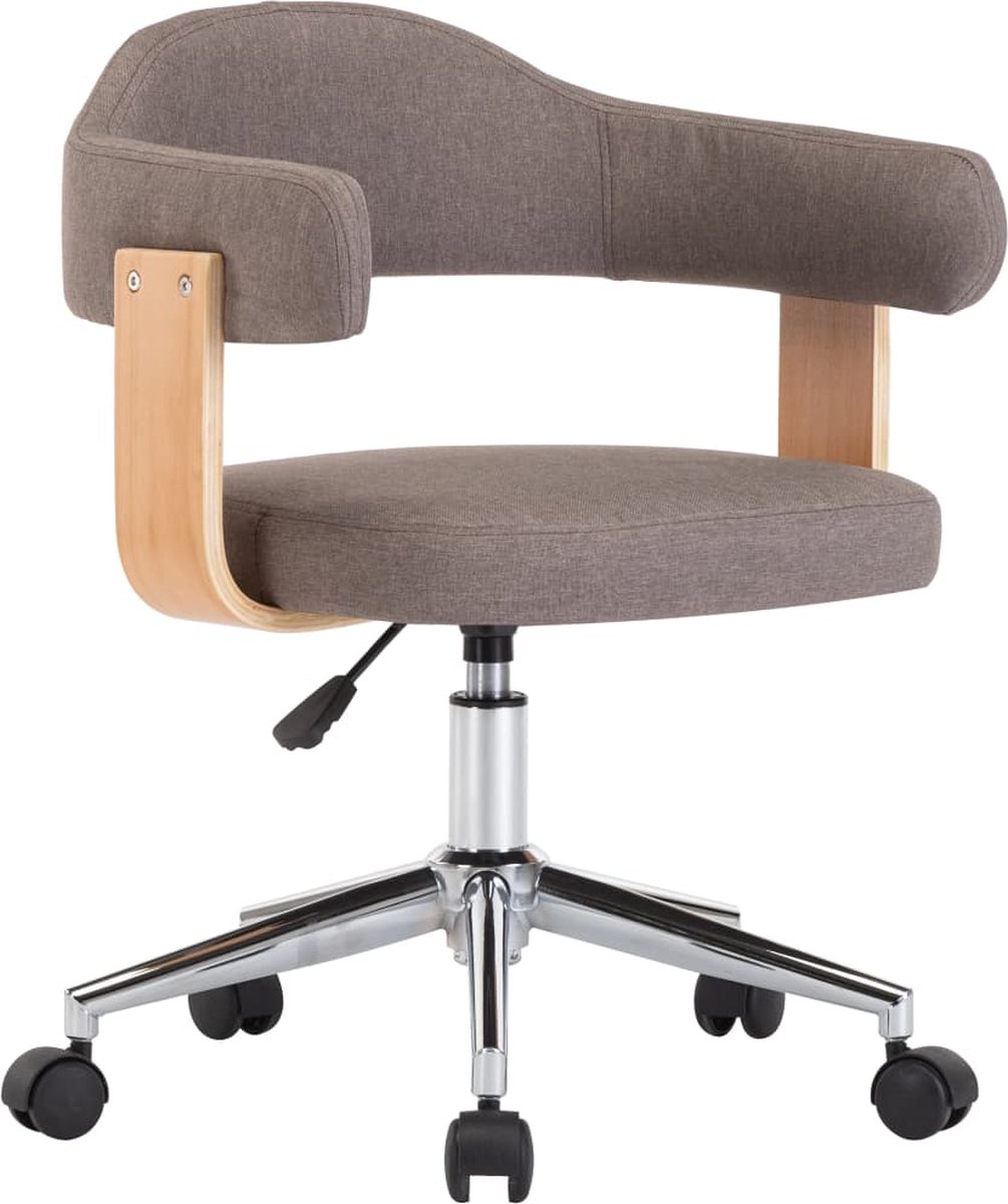 Prolenta Premium - Kantoorstoel draaibaar gebogen hout en stof taupe