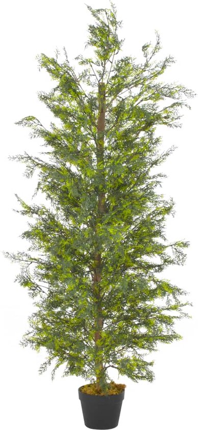 GIANTEX 2 stuks kunstplanten, 61 cm kunstplant met grondpen, kunstmatige cedervormboom met uv-bestendige bladeren, kunstcipressen, decoratieve planten voor binnen en buiten