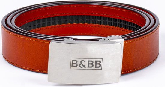 Black & Brown Belts / 125 CM / Squared - Light Brown Belt B&BB/ Leren Riem/ Heren Riem/ Dames Riem/ B&BB / Automatische Gesp/ Runderleer/ RVS / Broeksriem / Riemen / Riem /Riem heren /