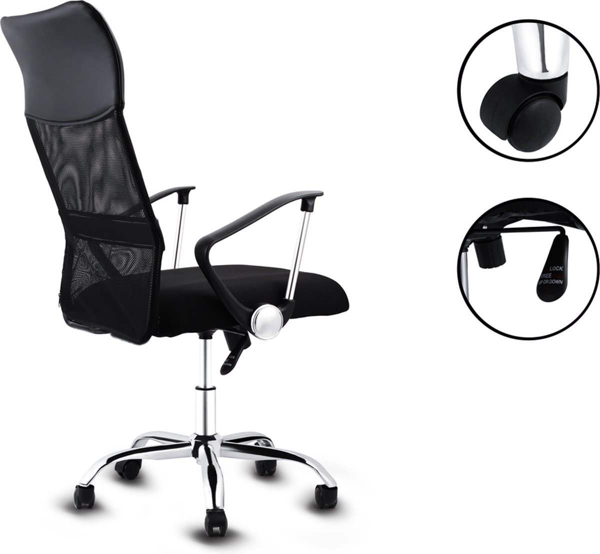 Yaheetech Bureaustoel, ergonomische bureaustoel, draaistoel, directiestoel, in hoogte verstelbaar, sportstoel, mesh, netstoel, rood