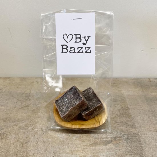 ByBazz, 2 black musk geurblokjes met houten schaaltje, huisparfum, amberblokjes, cadeau-set - ByBazz