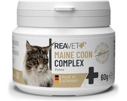 ReaVET - Maine Coon Complex voor Katten - Voor gewrichten, immuunsysteem, welzijn en vitaliteit - Uniek speciaal afgestemd recept voor Maine Coon Katten - 60g