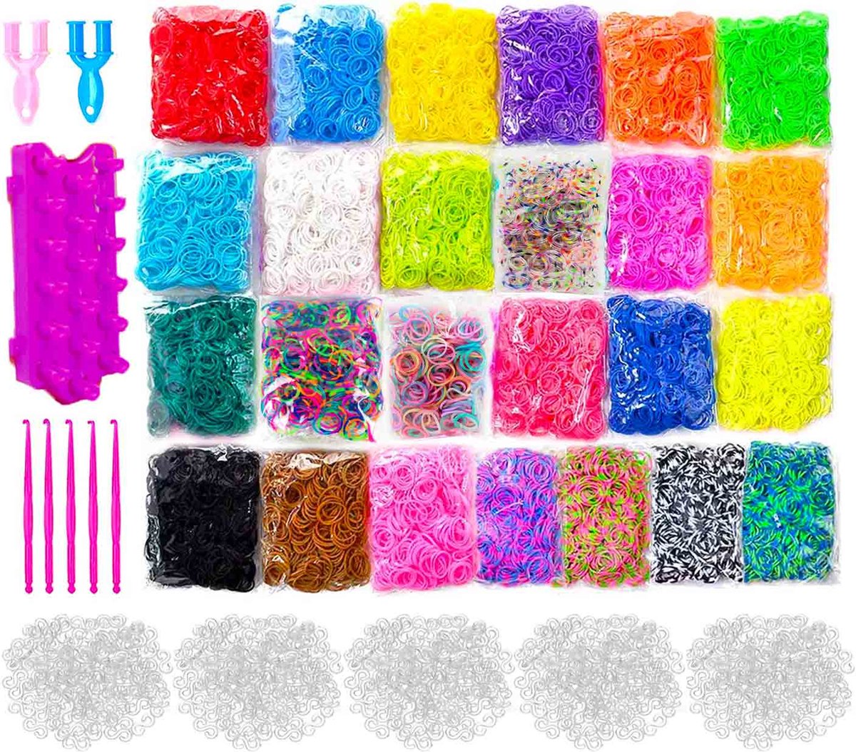 ROSHUKG 45 kleuren loombandenset met 3 lagen opbergdoos, doe-het-zelf elastieken, bouwpakket voor jongens en meisjes, weven, cadeau (paars ROSHUKG 45 kleuren loombandenset met 3 lagen opbergdoos, doe-het-zelf elastieken, bouwpakket voor jongens en meisjes, weven, cadeau (paars