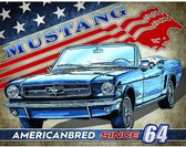 Metalen Wandbord Ford Mustang Americanbred - 31,5 x 40,5 cm vlak