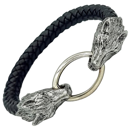 Rhylane – Bracelet Viking – Loup Fenrir – Zwart – 21 cm