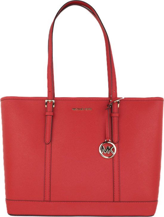 Jet Set Travel Large Saffiano Leather Top Zip Shoulder Tote Handbag