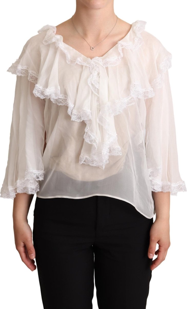 Dolce & Gabbana White Button Down Long Sleeves Blouse Top