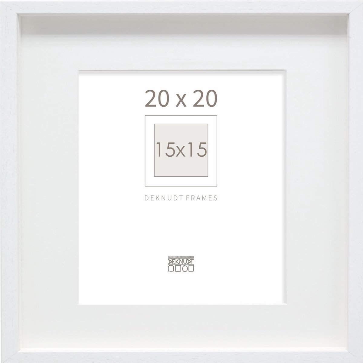Deknudt Frames Fotolijst - wit met passe-partout - 15x15 cm / 20x20 cm