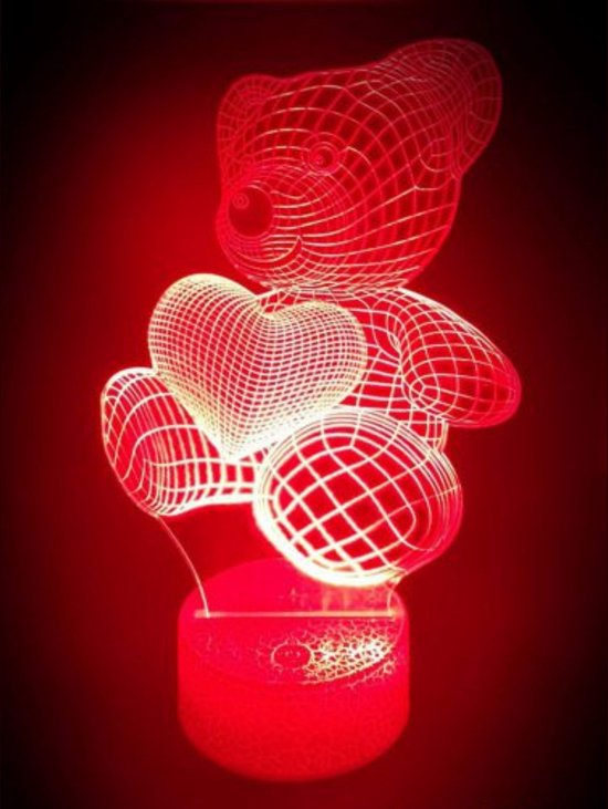 Lampe 3D LED Ourson Coeur