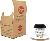 Quy Cup - 90ml Ecologische Reis Beker - Espressobeker “Opera” met schotel en Zwarte Siliconen deksel Set 1 Espresso Cup with Dish