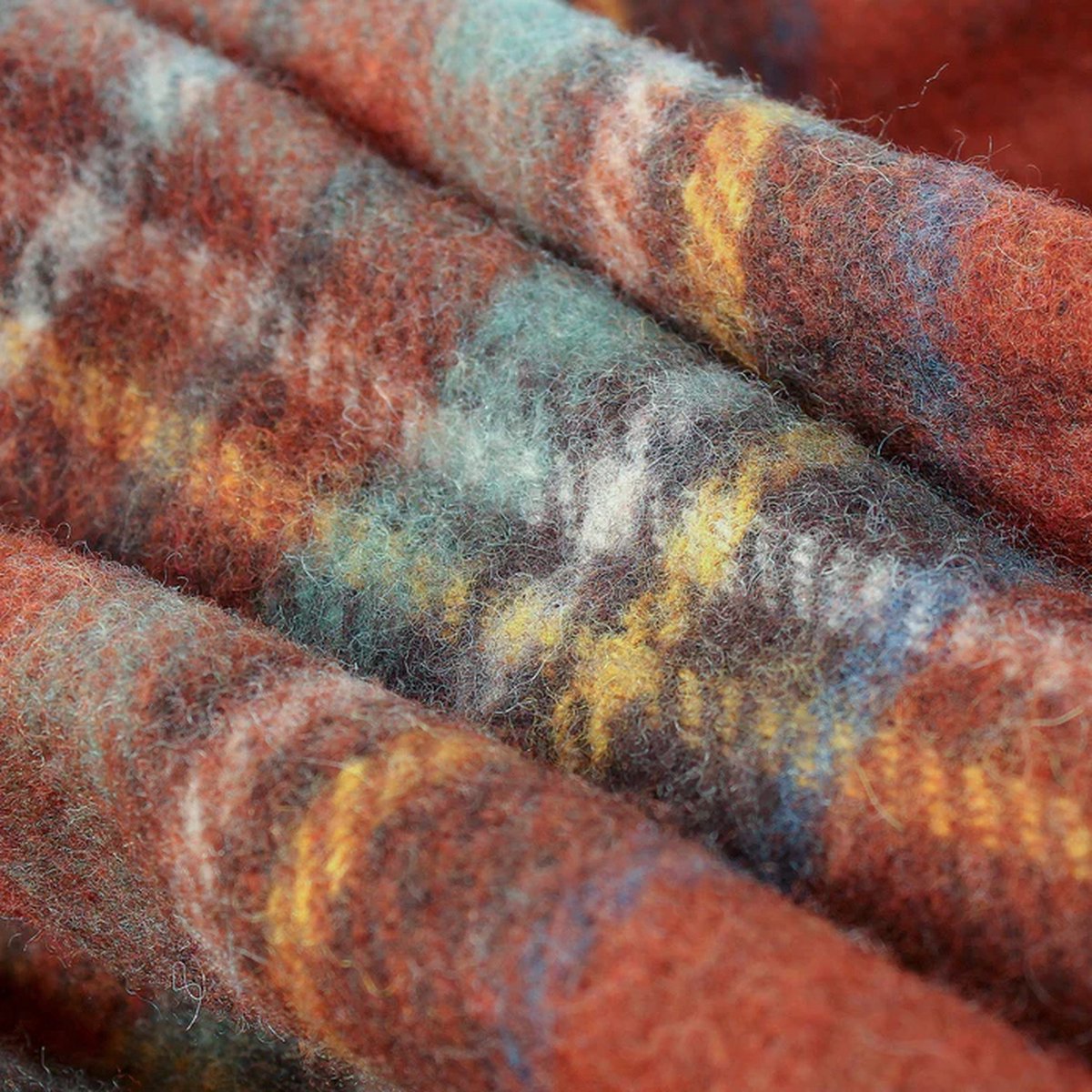Tweedmill - Wollen Plaid - Geblokt - Olijf