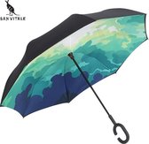 San Vitale® - Unieke reversible Windproof Paraplu - Groen