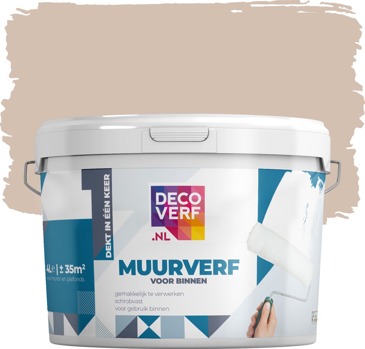 Decoverf muurverf mat, taupe, 4L - Decoverf.nl