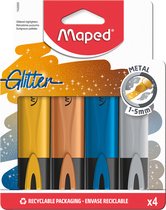 Maped Fluo'Peps Glitter Metal tekstmarkers - 4 stuks