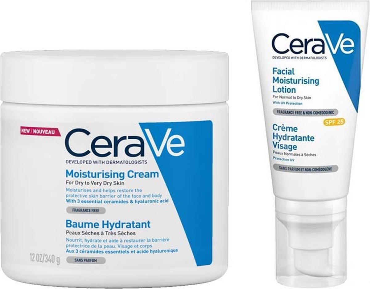 CeraVe Moisturizing Lotion AM SPF25 + Hydrating Cream Bundel