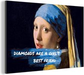 Wanddecoratie Metaal - Aluminium Schilderij Industrieel - Vermeer - Meisje met de parel - Quote - 60x40 cm - Dibond - Foto op aluminium - Industriële muurdecoratie - Voor de woonkamer/slaapkamer