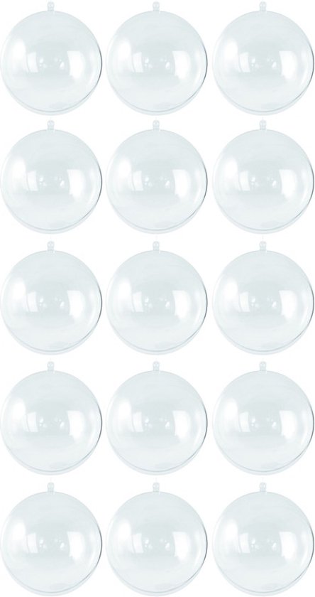 15x Transparante hobby/DIY kerstballen 8 cm - Knutselen - Kerstballen maken hobby materiaal/basis materialen