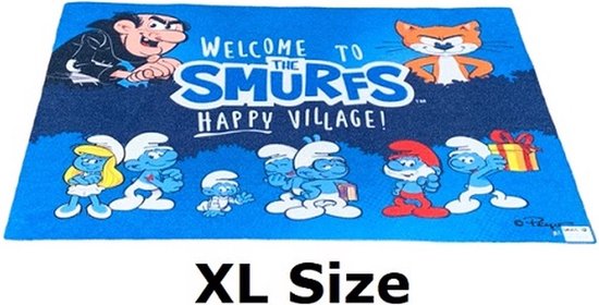 De smurfen - XL Deurmat - ''Welcome to the smurfs happy village'' - 120x90 cm - Duvo plus nr. 13600