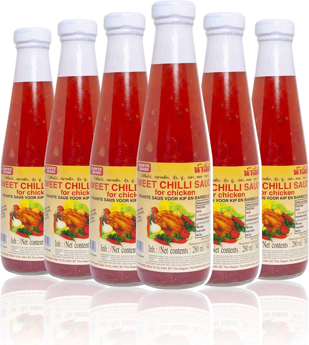 Flowerbrand® 6 x 280 ml Zoete Chilisaus Sweet Chilli Sauce for