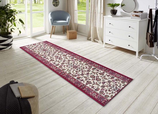 Design loper Vintage - rood/crème 80x350 cm | bol.com