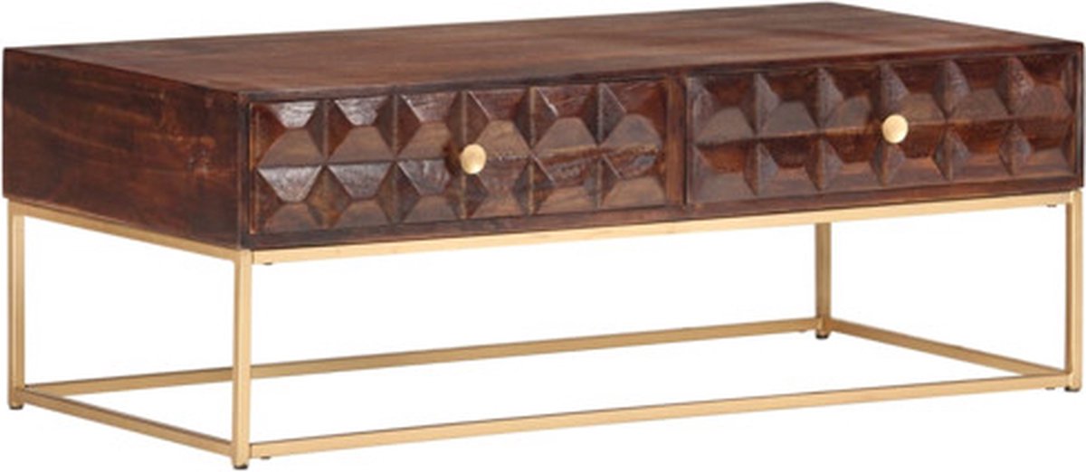vidaXL Salontafel - 112x50x40 - cm - Massief - mangohout Bruin