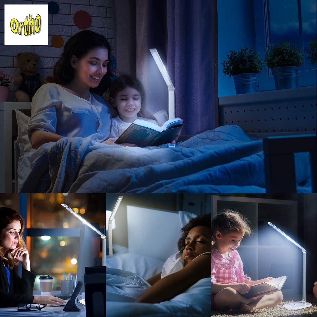 Ortho® - Luxe Bureaulamp Licht Grijs - LED - Warm Wit en Daglicht - Dimbaar - met USB oplaadpoort - incl. Klok - incl. Kalender -Incl. Alarm - Max 12W – 2700K/6500K - Licht Grijs thumbnail 6