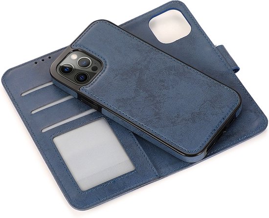 Mobiq - Magnetische 2-in-1 Wallet Case iPhone 13 Pro Max - donkerblauw