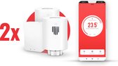 evanell° Slimme Radiatorknop Starterskit Incl. 2 Radiatorknoppen (Updated V2) - Thermostaatknop Werkt met Google Home en Alexa