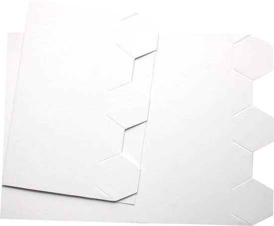 Dubbele Kaarten Set - Zeskantjes relief - 40 Stuks - Wit - Met
