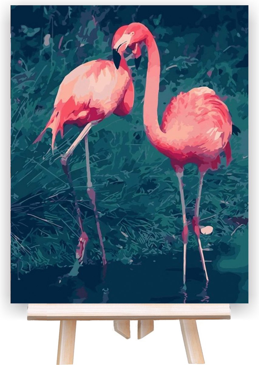 Schilderen Op Nummer Volwassenen - Do It Yourself Paintings - Exotic Flamingo - Flamingo - Dieren - Kleurrijk - Landschap - 40x50 cm - Canvas