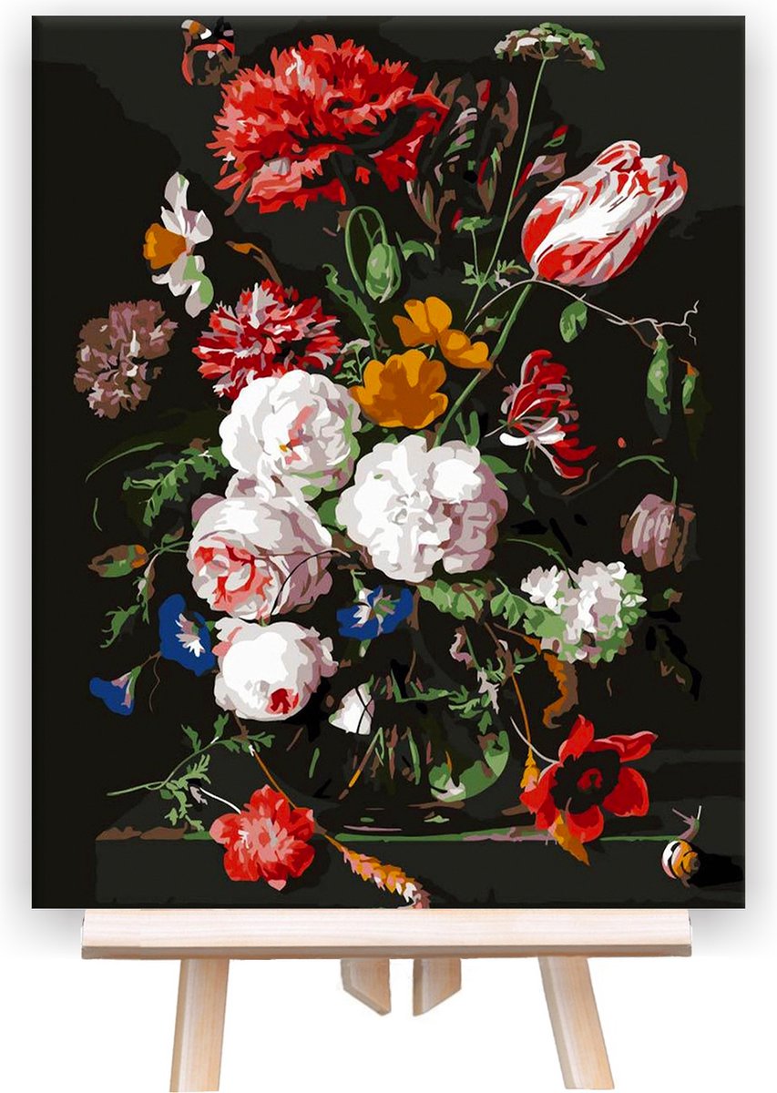 Schilderen Op Nummer Volwassenen - Do It Yourself Paintings - Stralende Bloemen - Bloemen - Bloemen in Vaas - Kleurrijk - 40x50 cm - Canvas