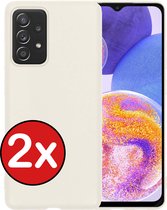 Hoesje Geschikt voor Samsung A23 Hoesje Siliconen Case Hoes - Hoes Geschikt voor Samsung Galaxy A23 Hoes Cover Case - Wit - 2 PACK
