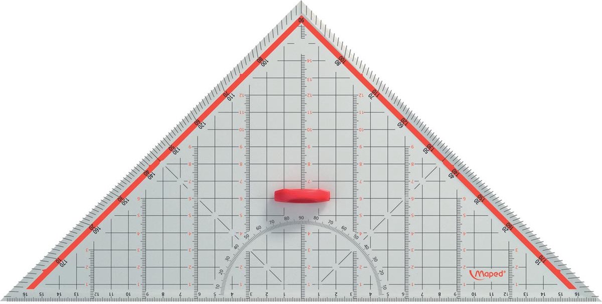 Equerre géométrique, hypoténuse: 320 mm, transparent sur