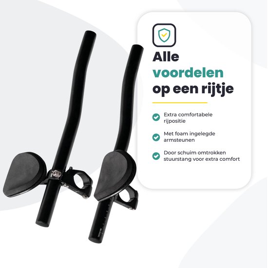 Voltano Verstelbaar Ligstuur Recht - Zwart - Aluminium - Opzetstuur / Tijdritstuur - 22,4 / 25,4 van Voltano — afbeelding 3