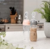 Haakaa Dispensing spoon | Siliconen lepel met bakje in 1 | Baby 4 maanden+ | Grijs
